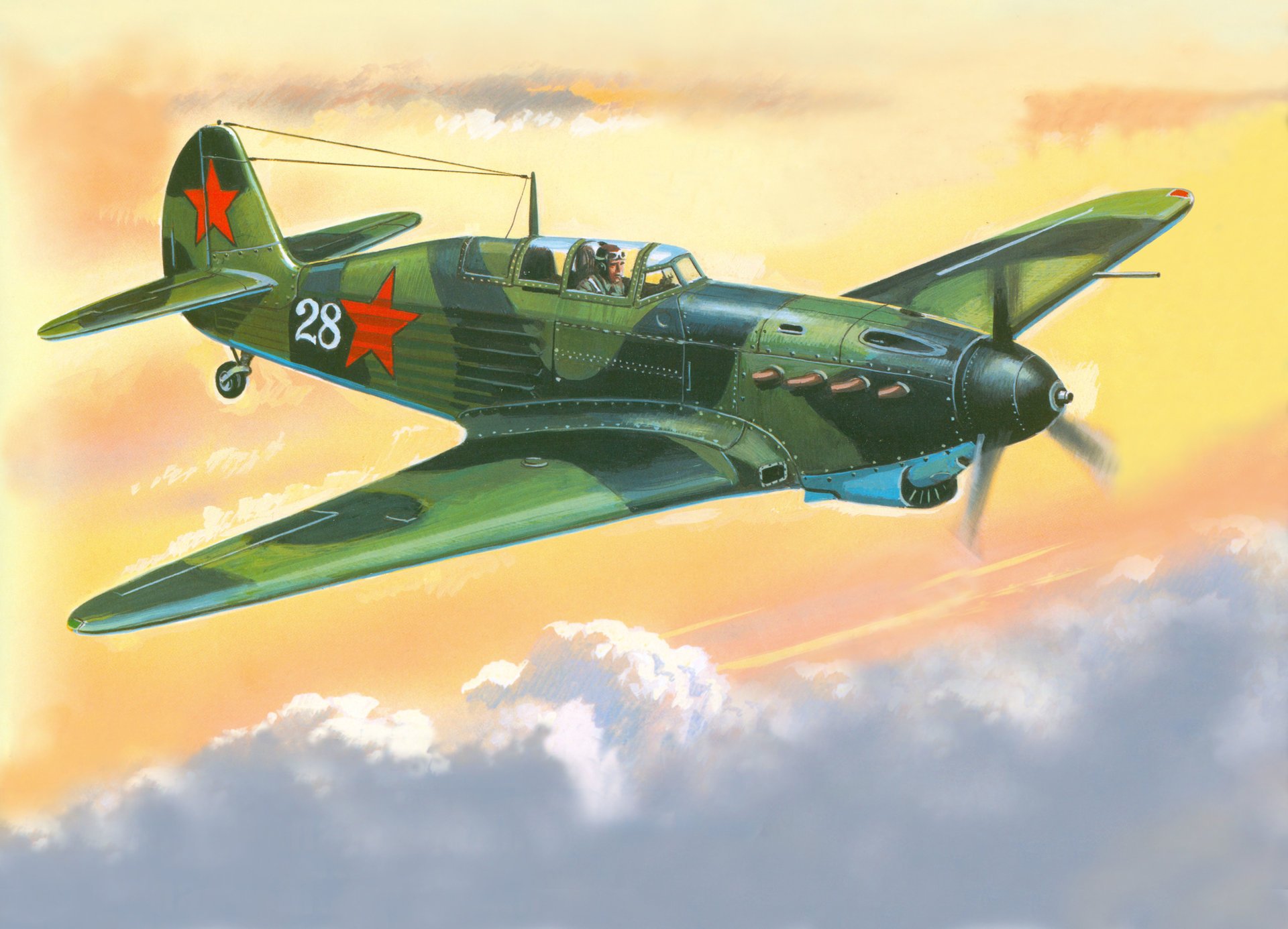 figure avion yak-7a soviétique monomoteur combattant grande guerre patriotique