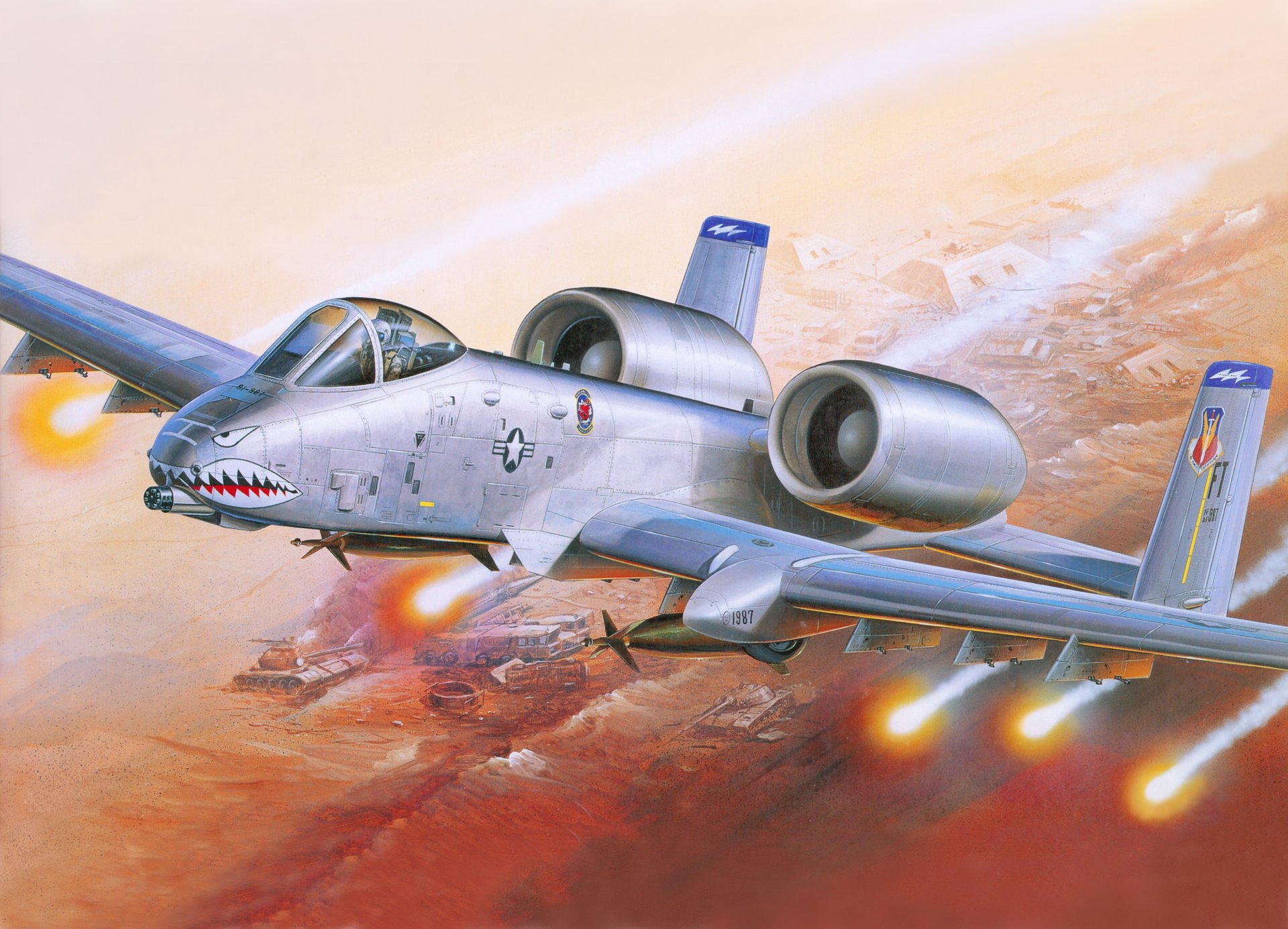 a-10 americano avión de ataque aviones misiles guerra arte