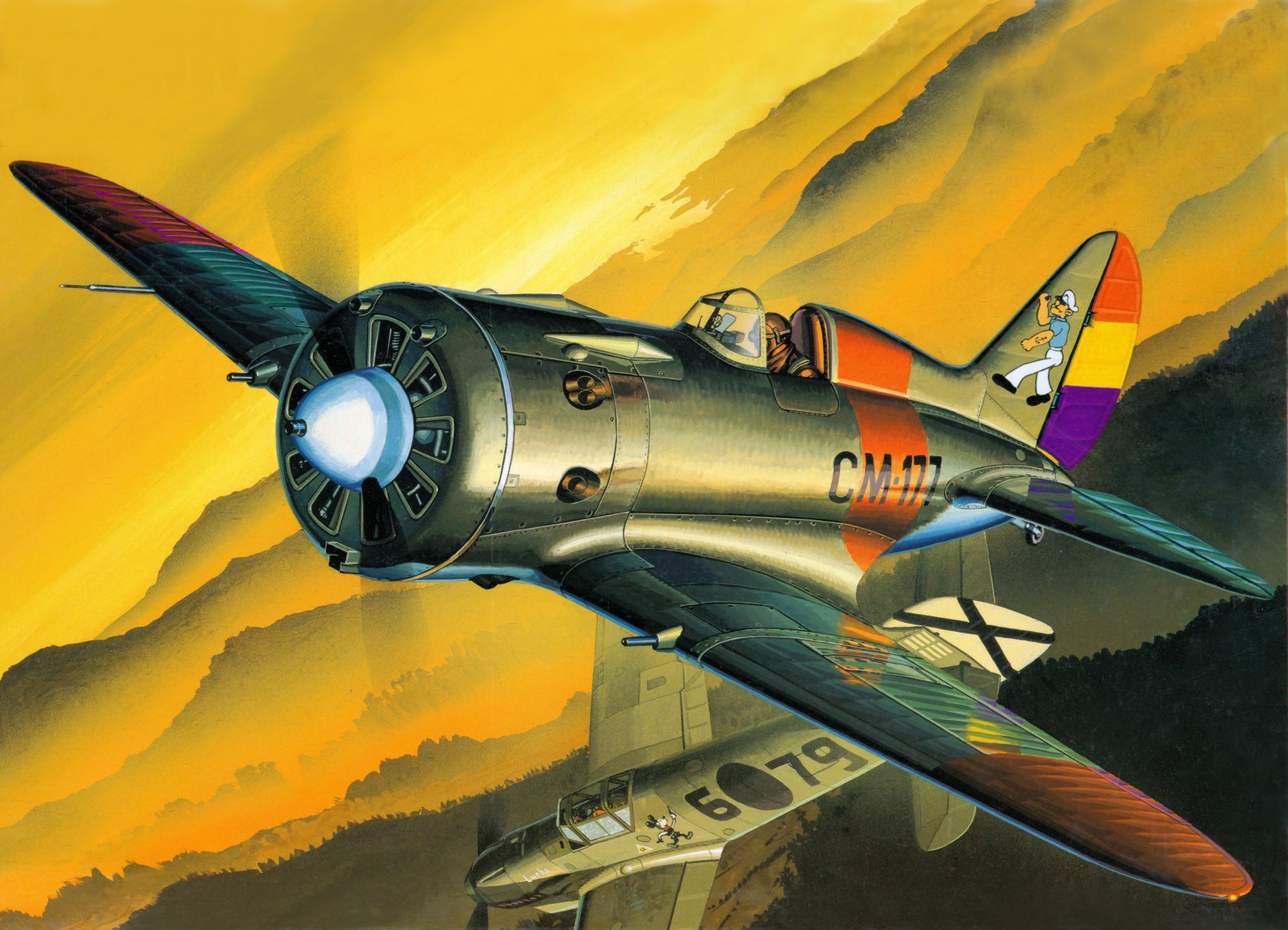 i-16 soviet fighter plane in service in spain aviation art