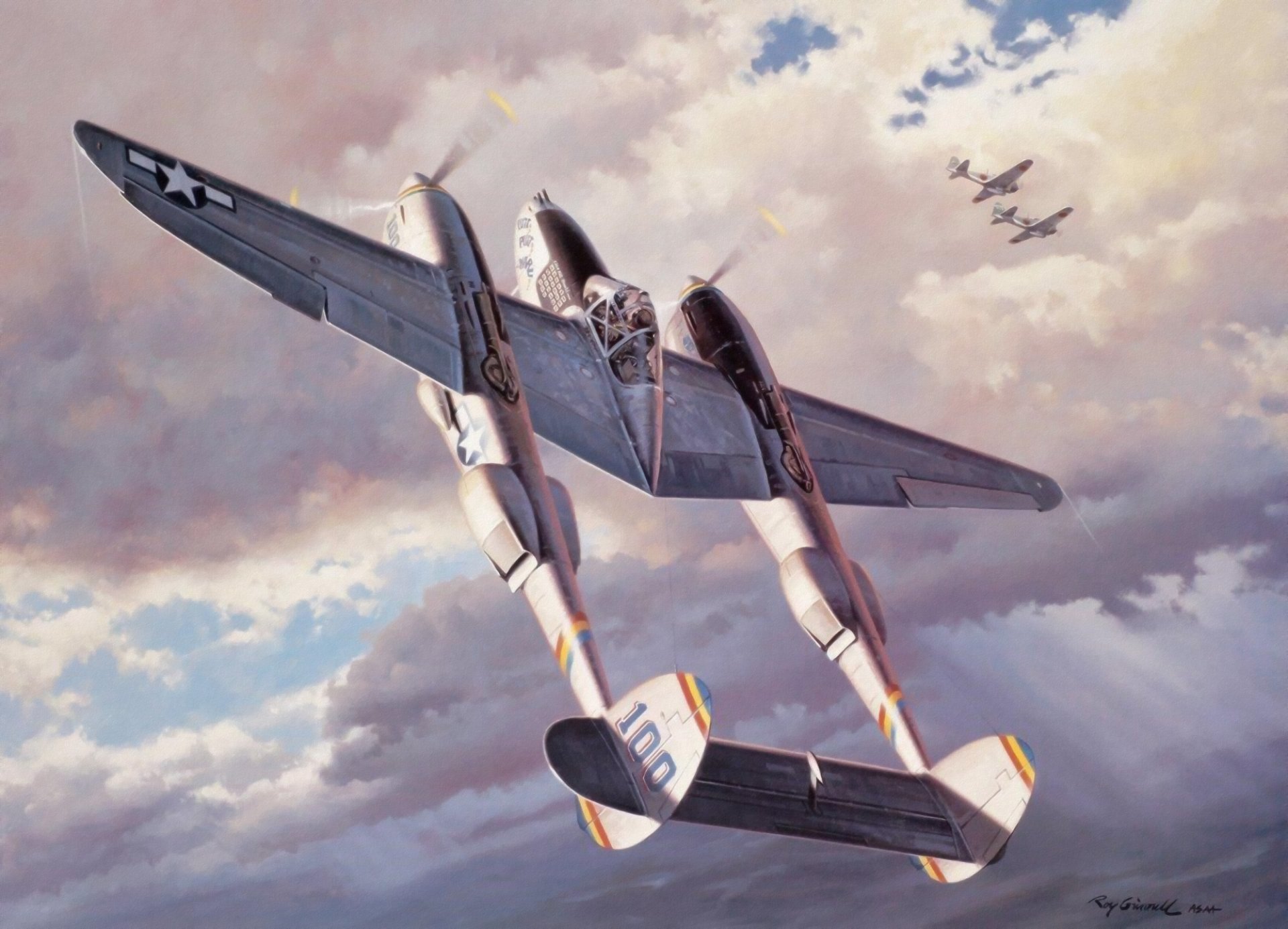 r 38 fulmine ww2 combattente guerra arte pittura aereo