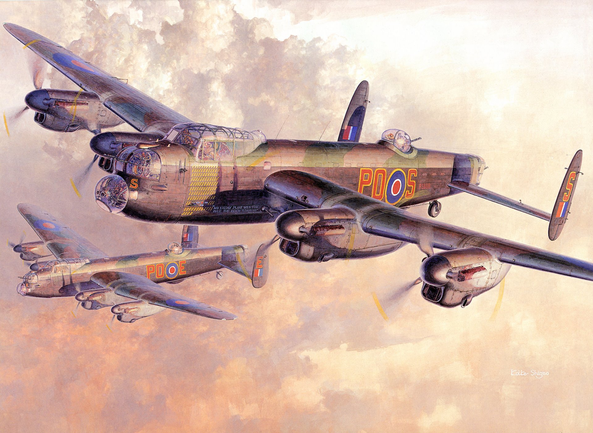 art short stirling uk four-engine bombers sky clouds sun ww2 picture