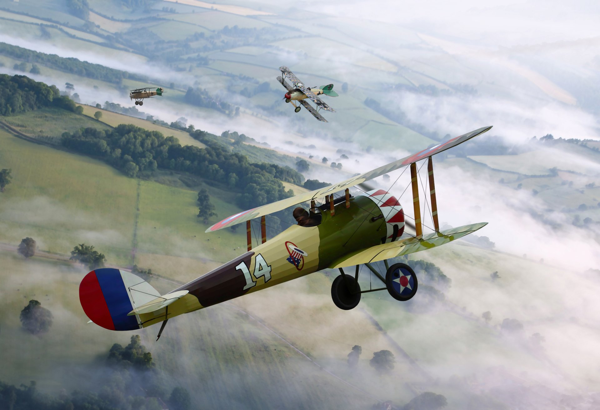 art ciel air combat combattants britannique havilland dh de 5 et allemand albatros di / d. ii ww1 figure