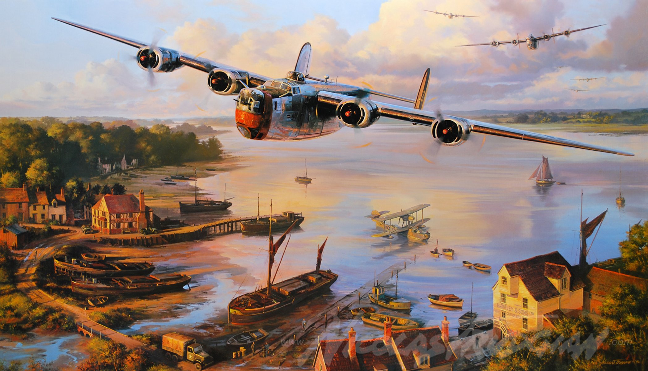 airplane war hand-to-hand combat art ww2 b24 liberator