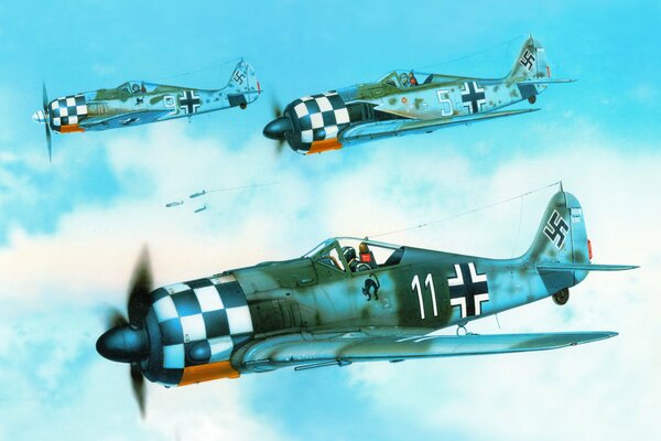Focke-Wulf fw 190a6 fighter aircraft in the sky