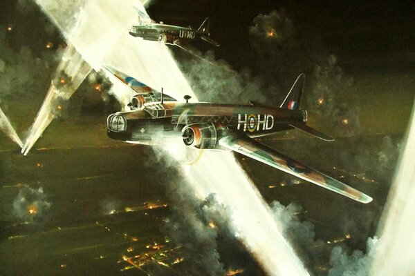 Bombardiers britanniques dans le ciel nocturne