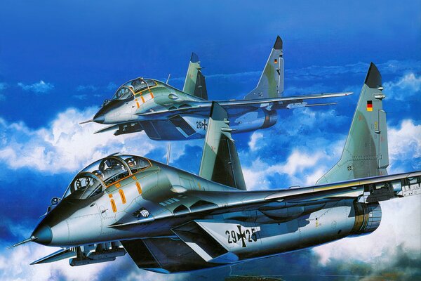 Rosyjskie myśliwce MiG-29 na niebie