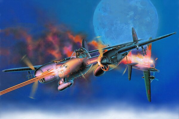 Avión de combate estadounidense derribado en el cielo