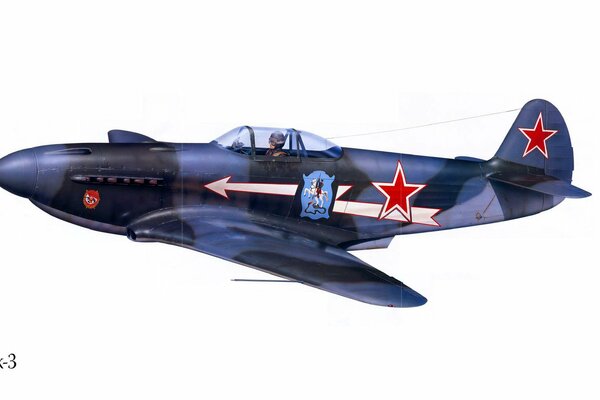 Yak-3-Kämpfer der UdSSR mit einem Piloten