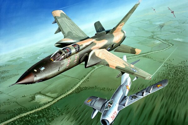 Disegno di aerei da combattimento sovietici cielo