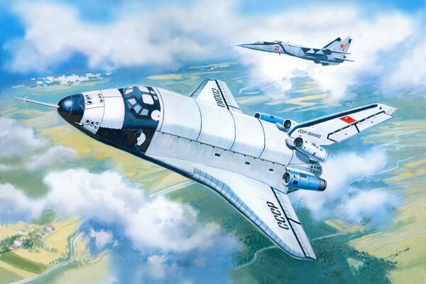 Illustration of the prototype of the Soviet spaceship buran