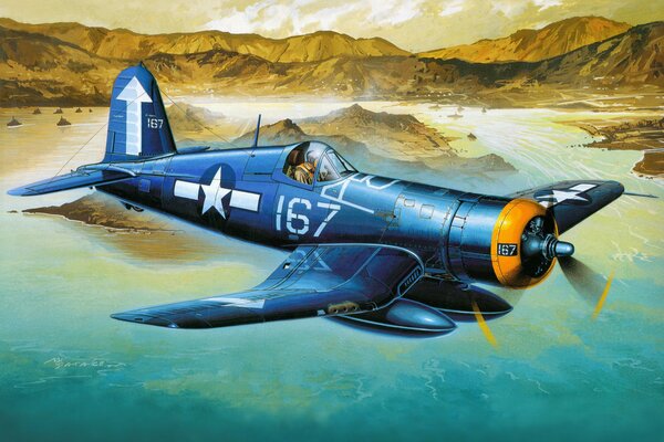 Art image of the American carrier-based fighter f4u-1d