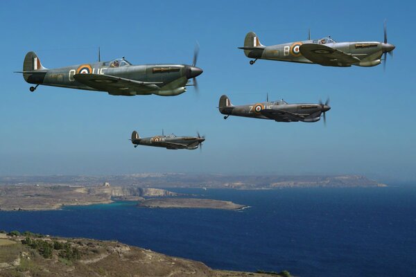 British fighter jets in the sky on the English Channel