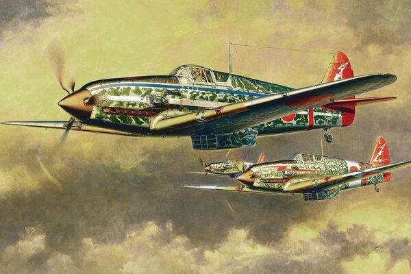 Arte pintura avión japonés