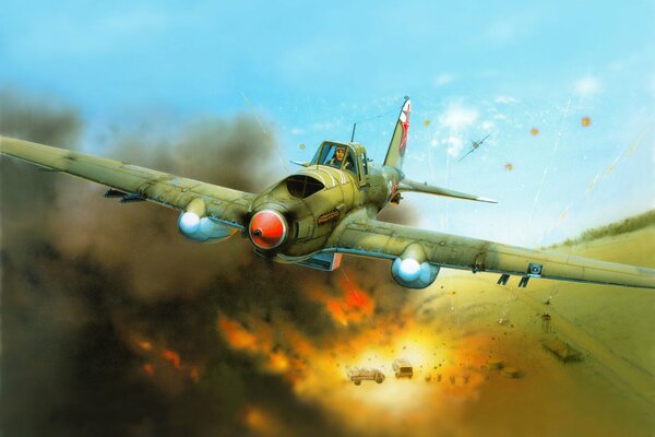 Ataque aéreo de la columna alemana