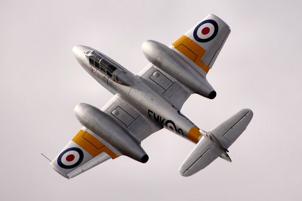 British jet fighter on a gray background