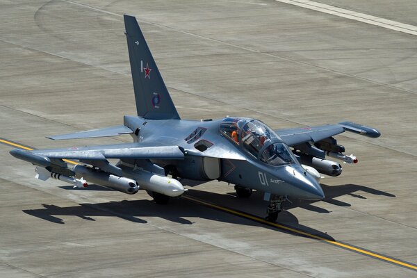 YAK - 130 combat training aircraft at the airfield