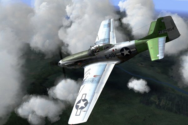 Amerekan single-seat fighter in flight