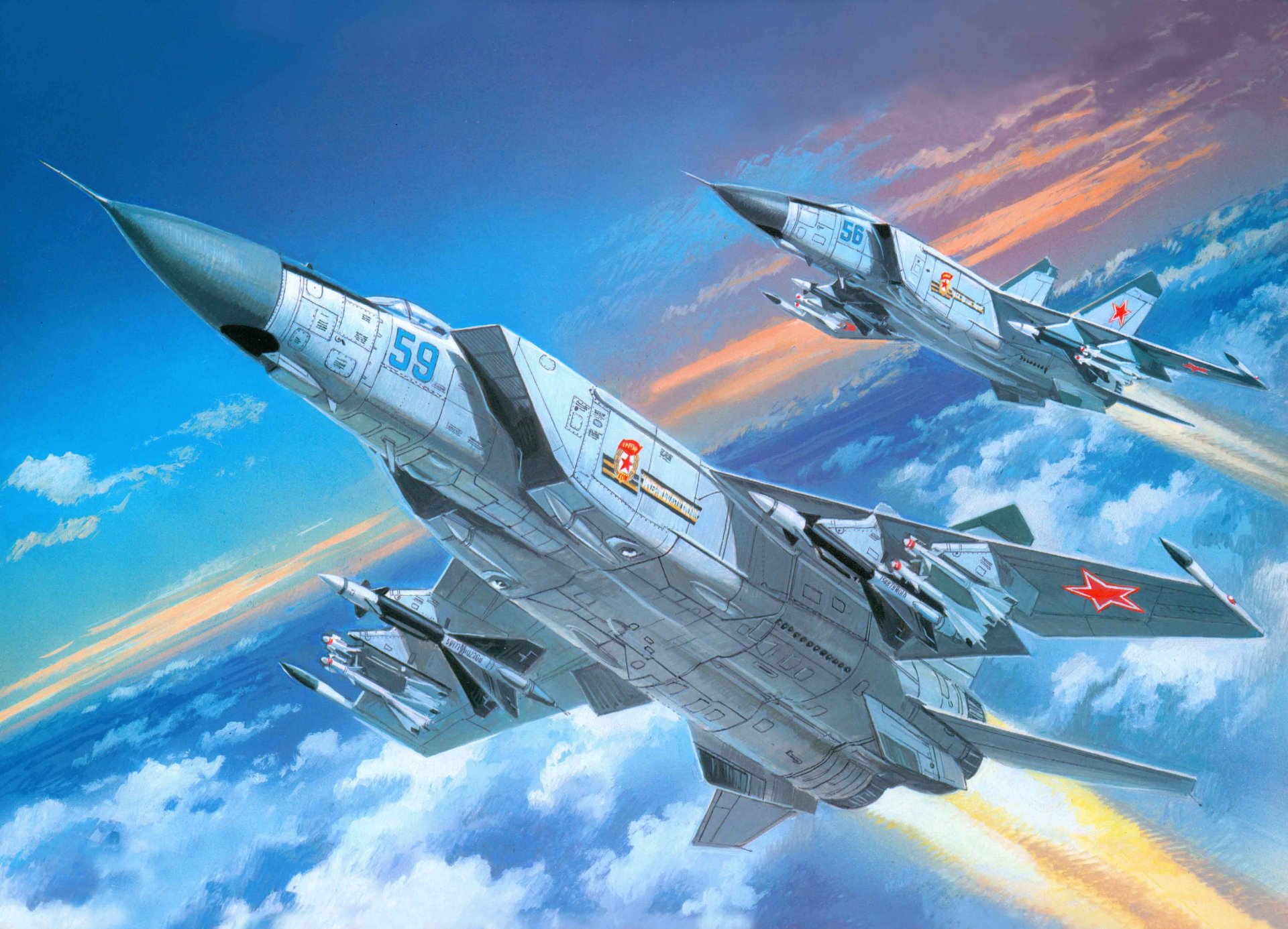 art plane mig-25 tp soviet supersonic high-altitude fighter interceptor 3rd generation designed design office mikoyan gurevich air force of the ussr