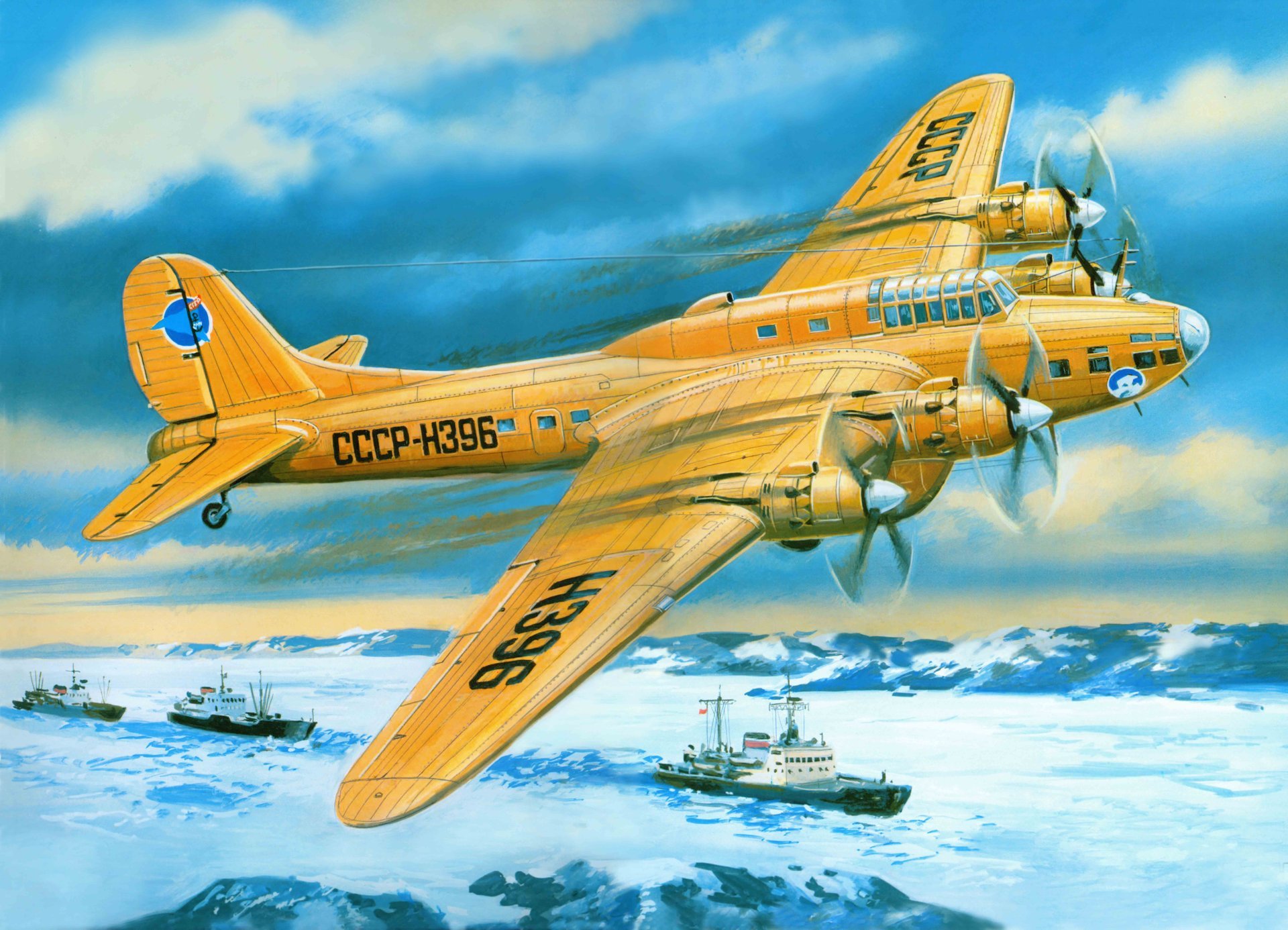 art plane pe-8 soviet bomber far activities polar aviation air force of the ussr