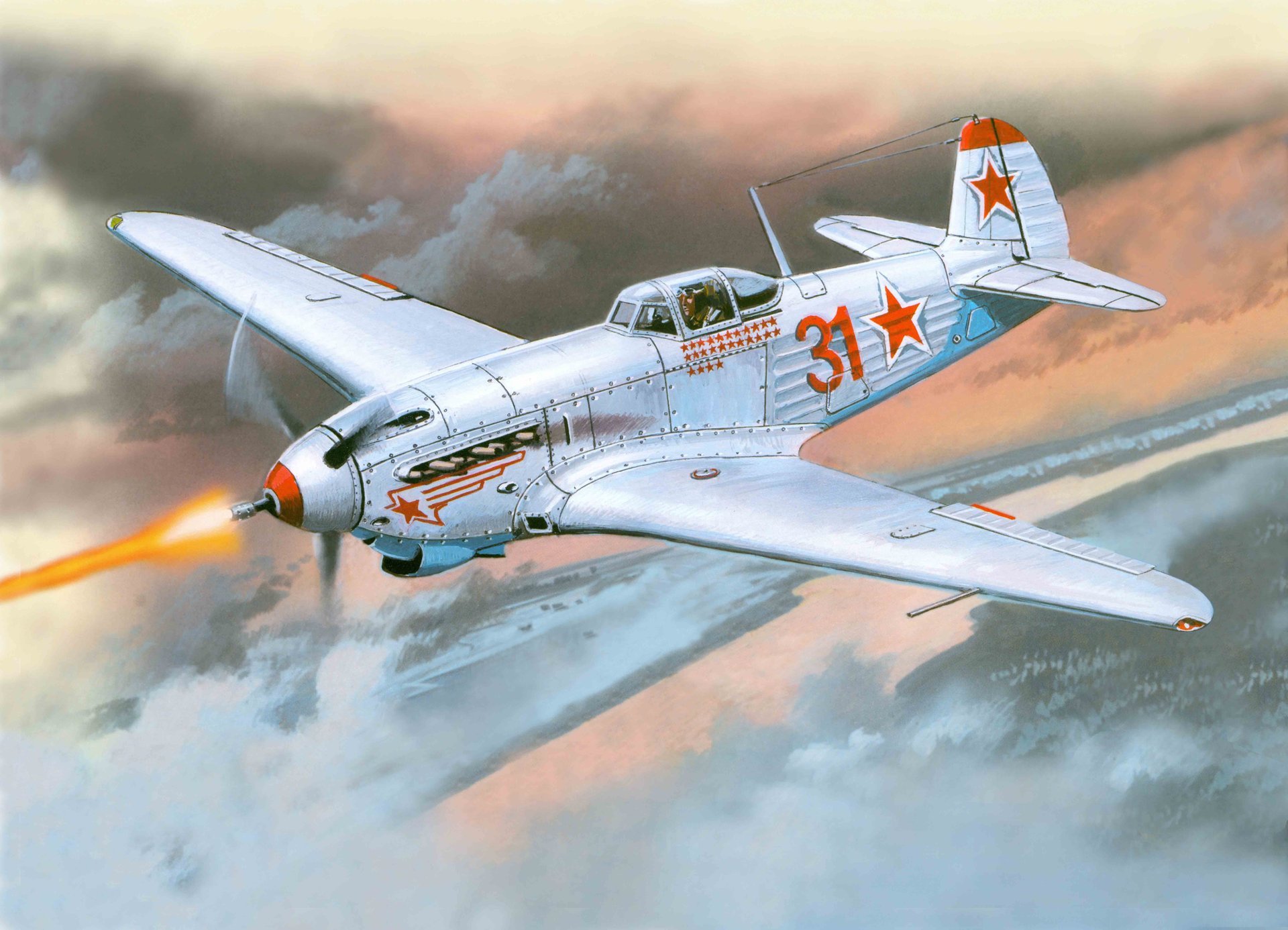 art avion yak-9k k gros calibre soviétique monomoteur combattant conduit dans ciel combat okb nom yakovlev air force urss seconde guerre mondiale ww2