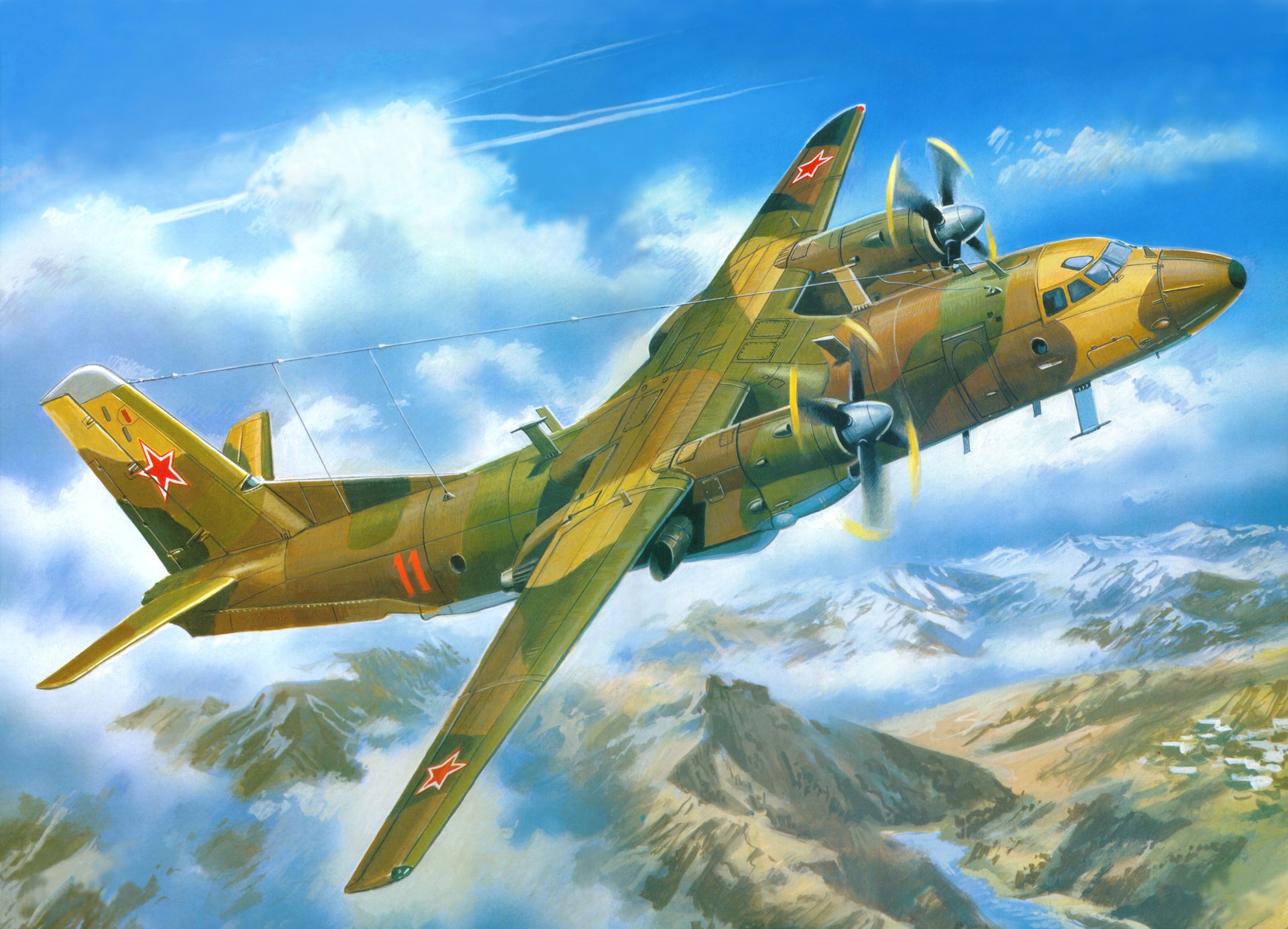 an-26 soviet military transport plane aviation art