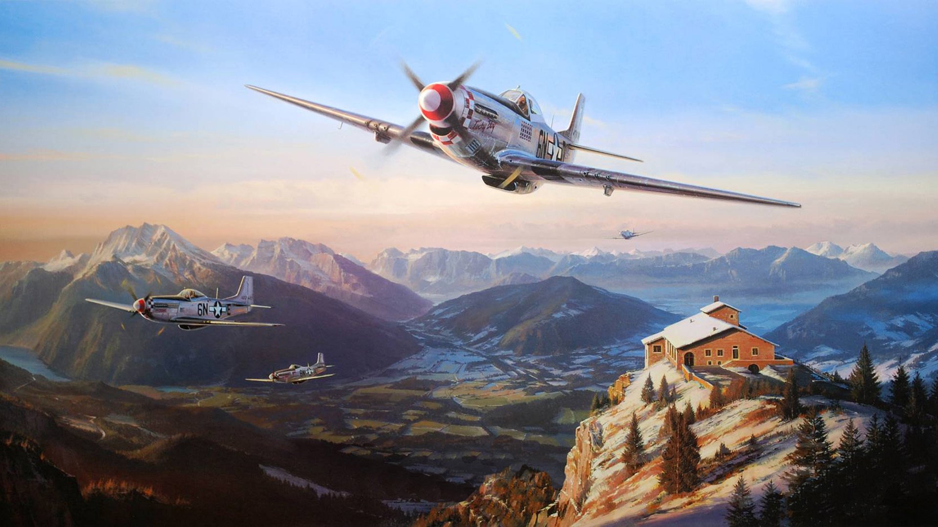 mustangs sur le nid des aigles nicolas trudgian nord-américain p-51 mustang dessin art