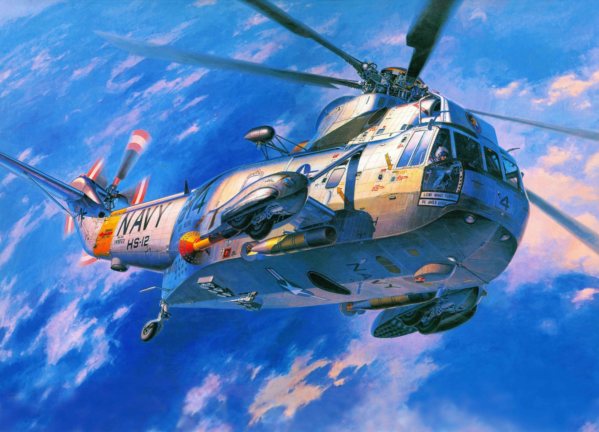 art elicottero sikorsky s-61-sh-3 sea king trasporto antisommergibile della marina degli stati uniti