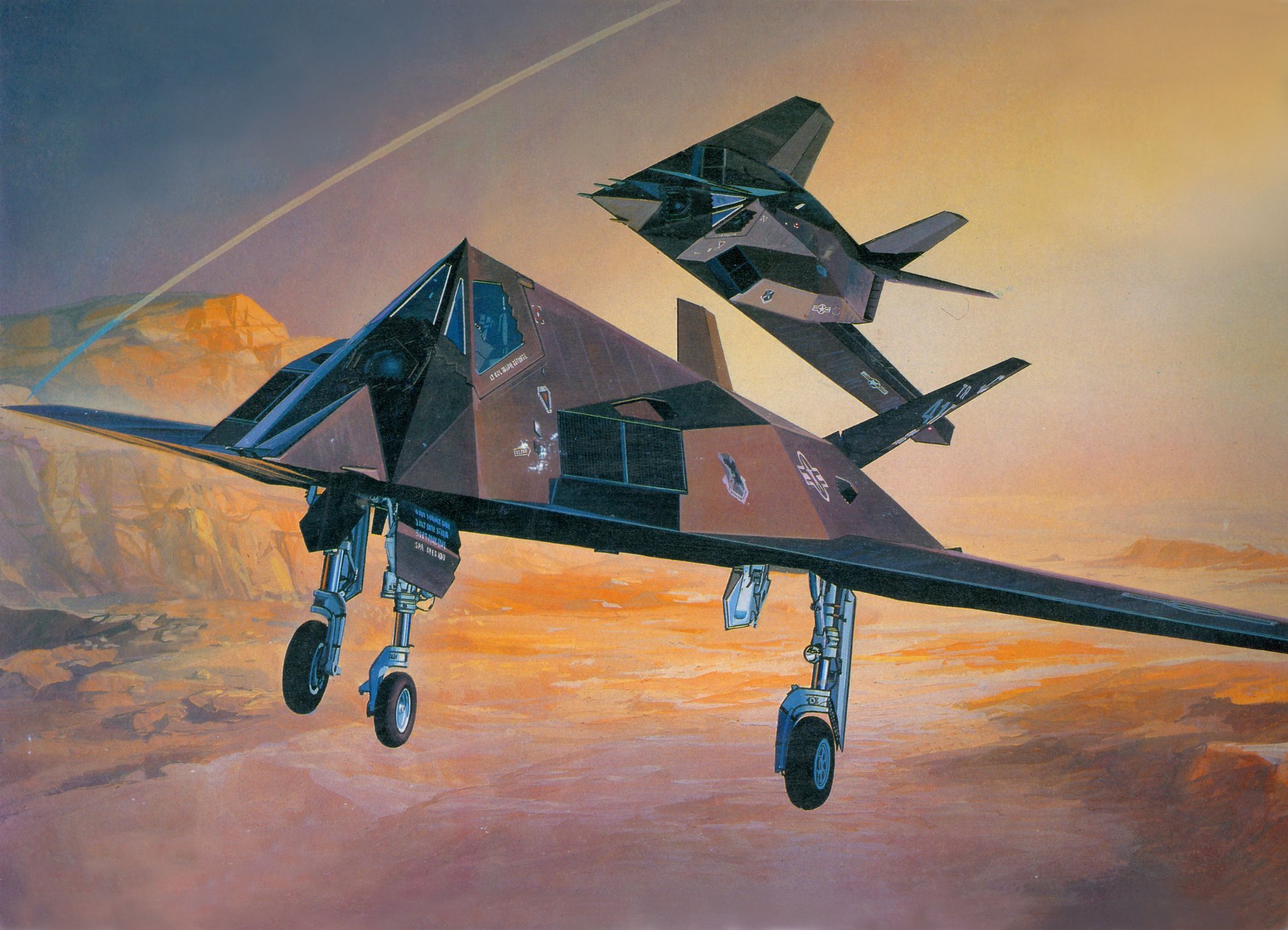 arte montañas cielo f 117a sigilo bimotor monoplaza táctico aviones de combate especial propósito aviones de sigilo dibujo