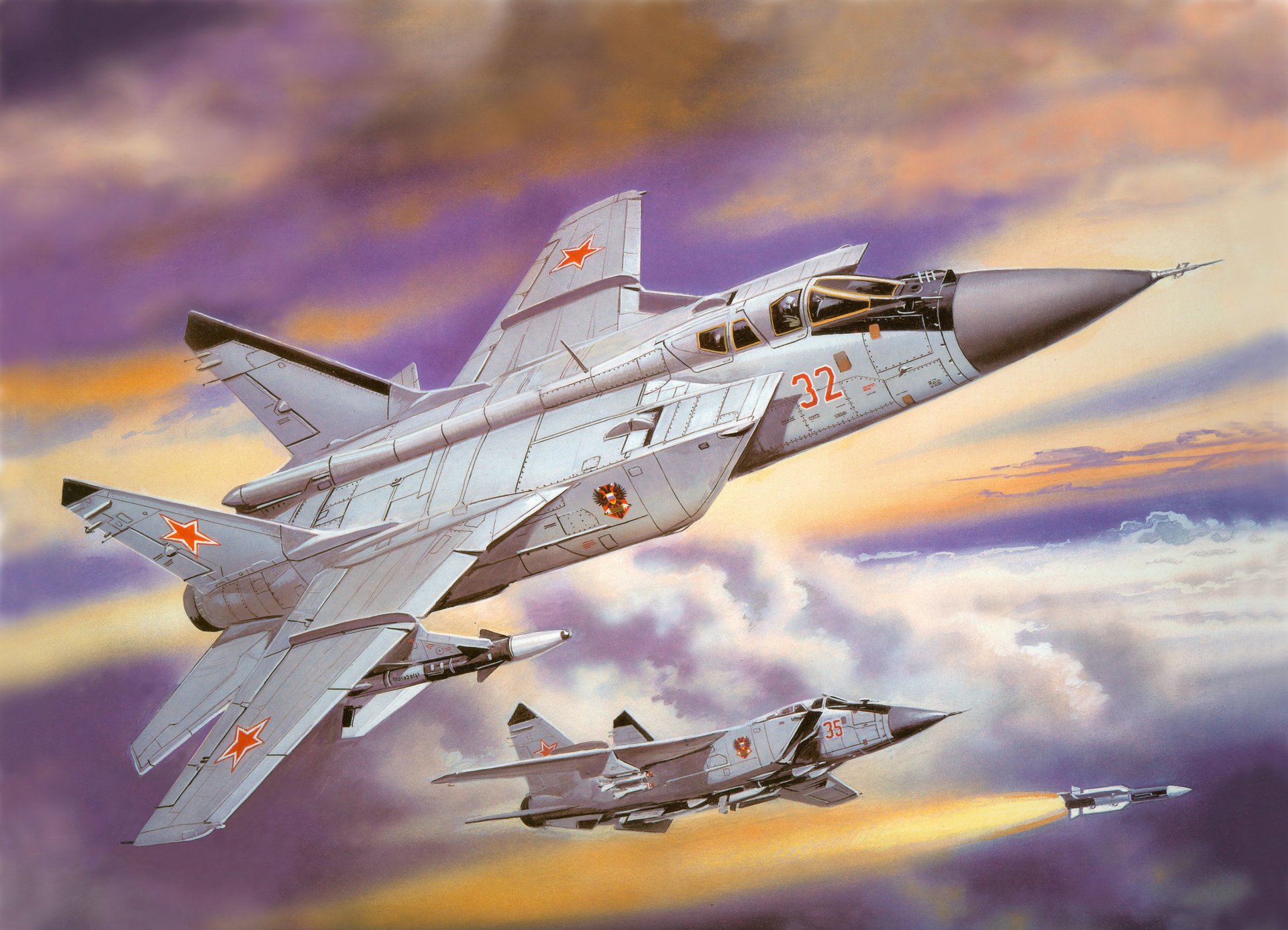 art mig-31 foxhound fox hound russia apartments supersonic all-weather interceptors far radius activities sky clouds cruise missile picture