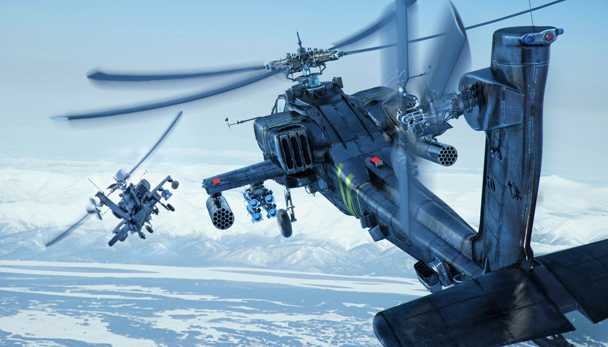 небо боинг ah-64d apache лук ударные боевые вертолеты земля горы снег