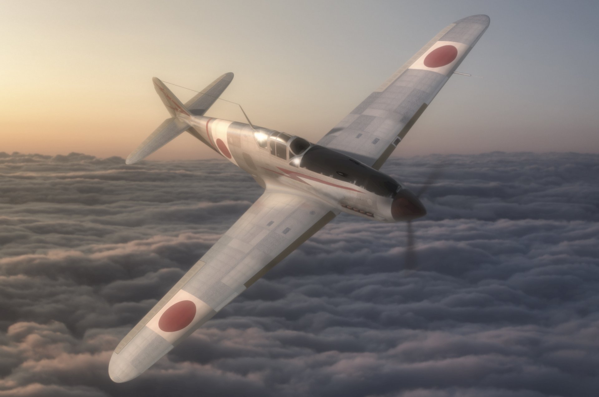 arte cielo kawasaki ki-61 hien rondine giapponese esercito combattente ww2 grafica 3d