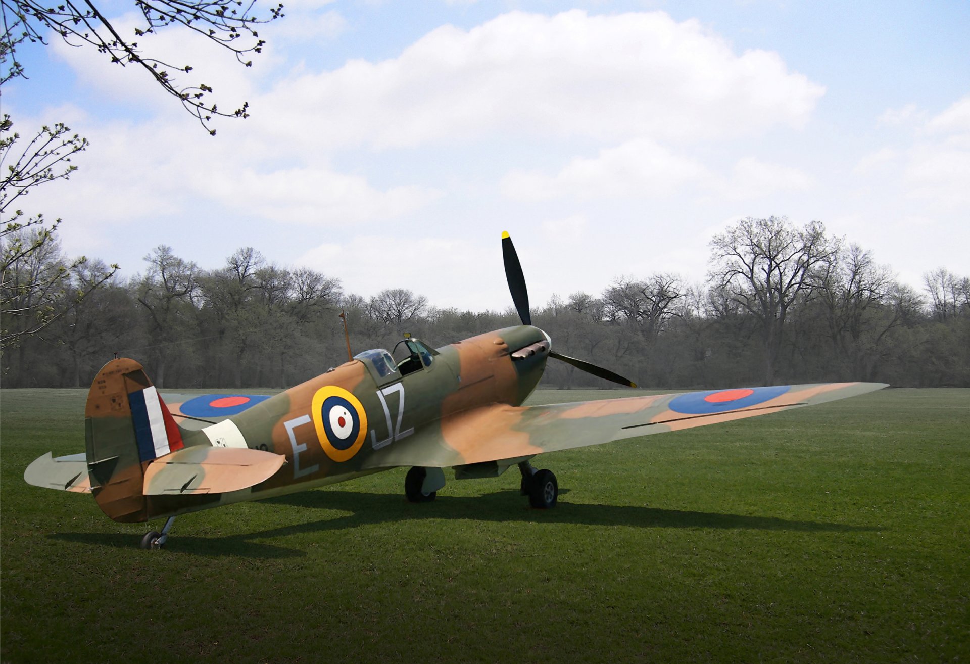 kunst feld gras flugzeug supermarin spitfire mk i englischer kämpfer ww2 zeichnung