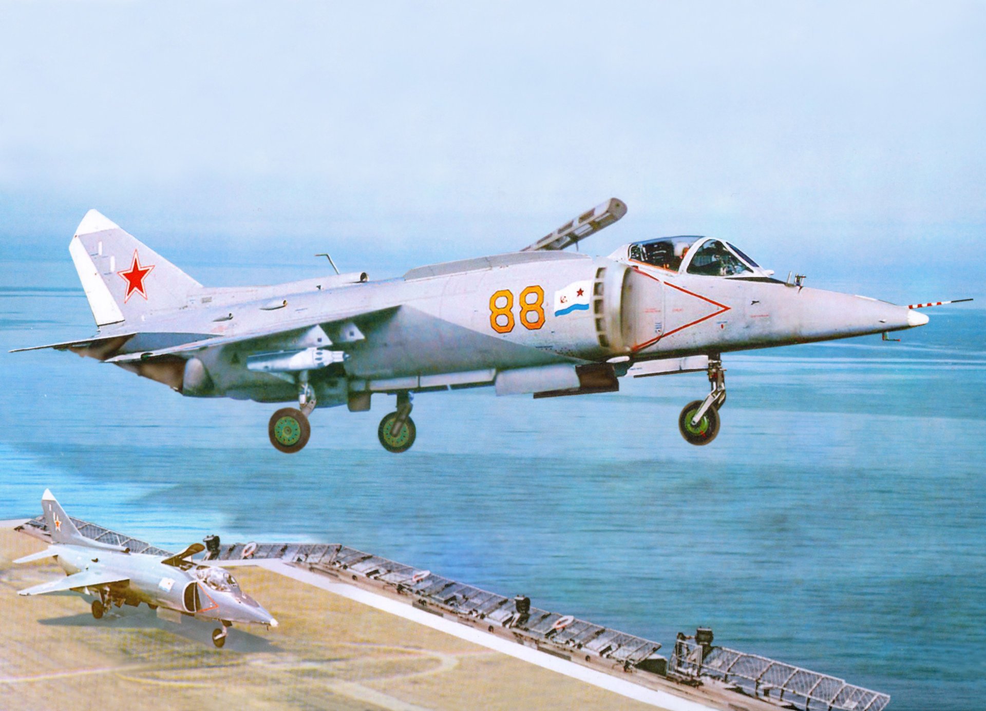 arte disegno ponte yak-38 sovietico deck stormtrooper mare acqua