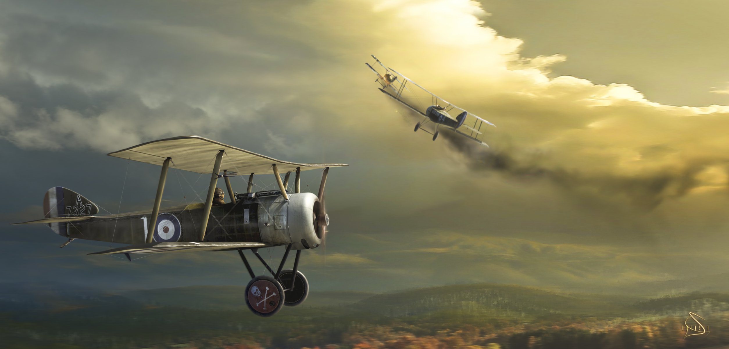 avion biplan ciel
