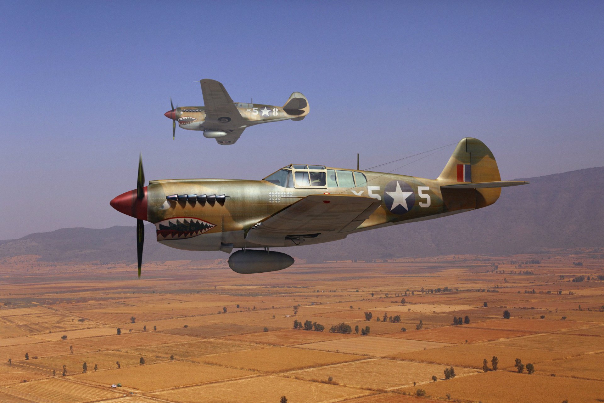 арт небо кёртисс p-40 curtiss p-40 томагавк китихок американские истребители ввс великобритании ww2