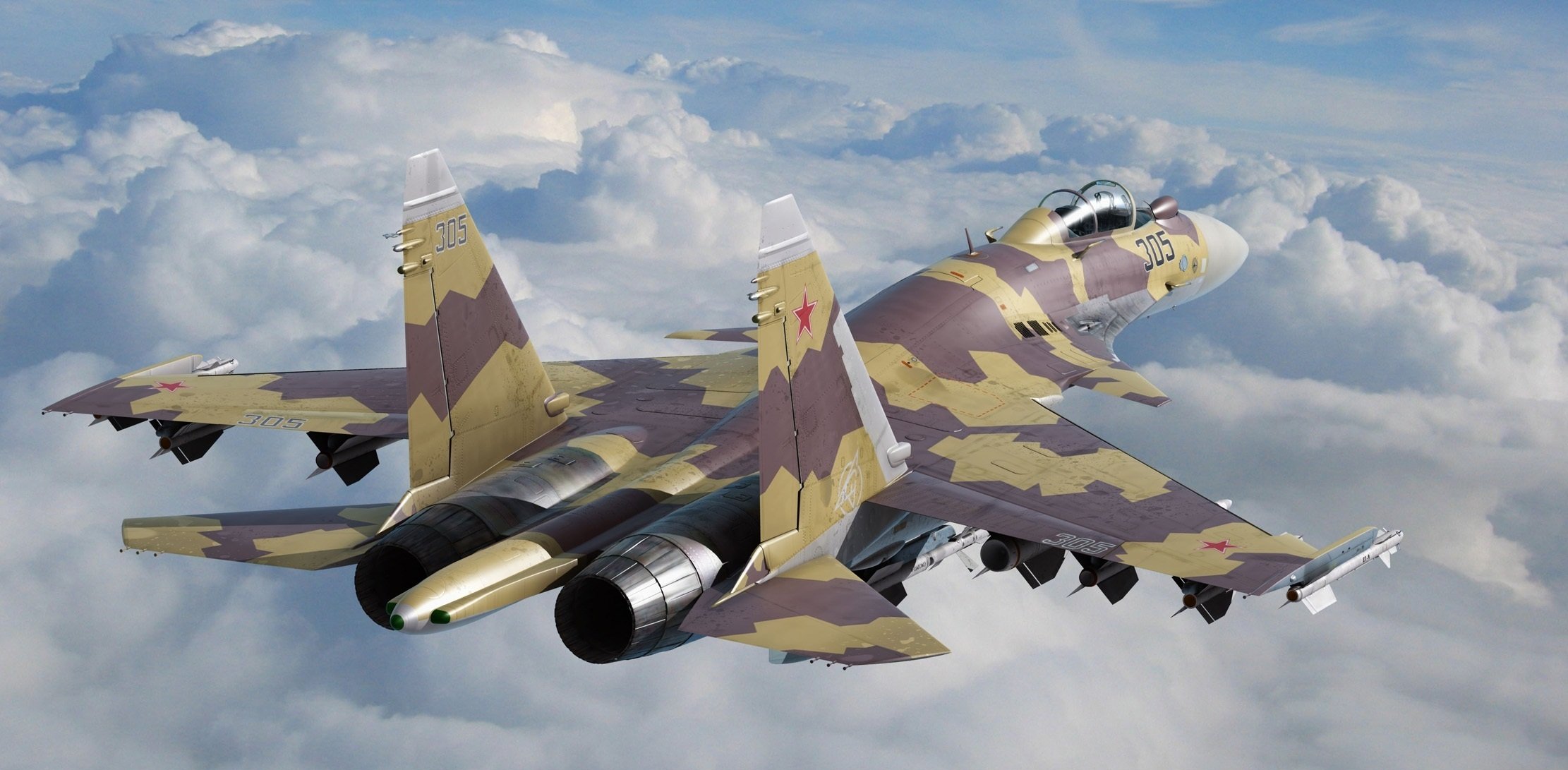 su-35 su-35 flugzeug mehrzweck supermanöver kämpfer himmel wolken