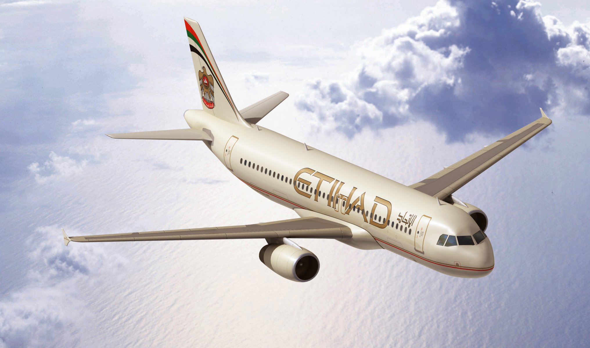 boeing etihad airways plane airliner flies flight in the air sea passenger cloud