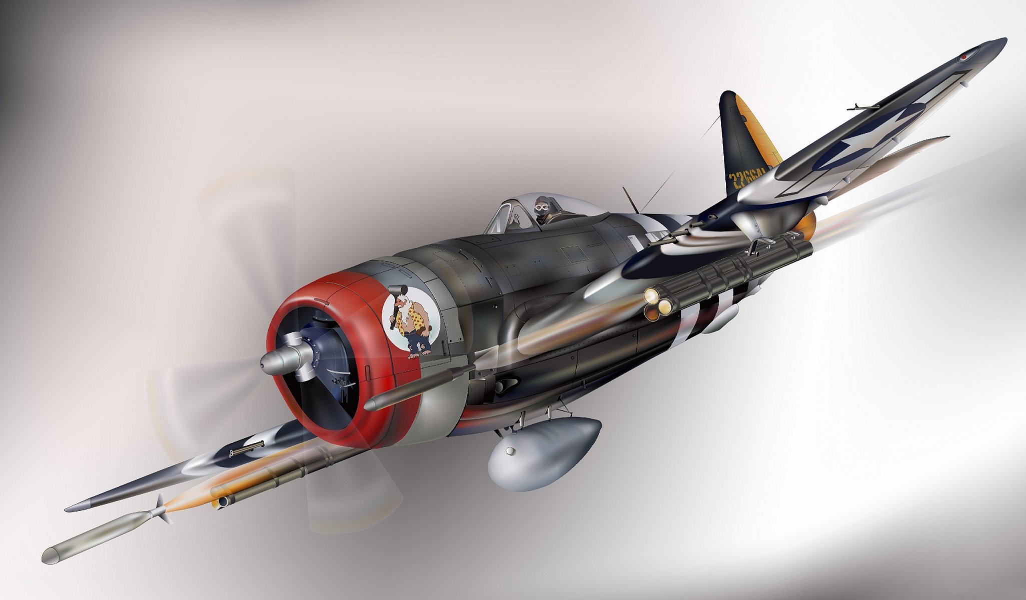 art avion république p-47 thunderbolt combattant bombardier dans ciel air force usa ww2