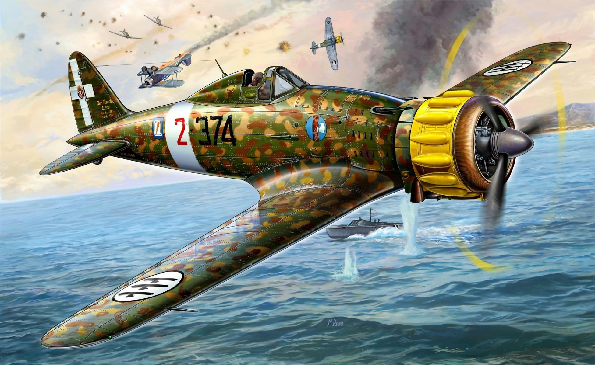 arte mackey c. 200 saetta saetta rayo solo italiano luchador cielo combate mar barco ww2