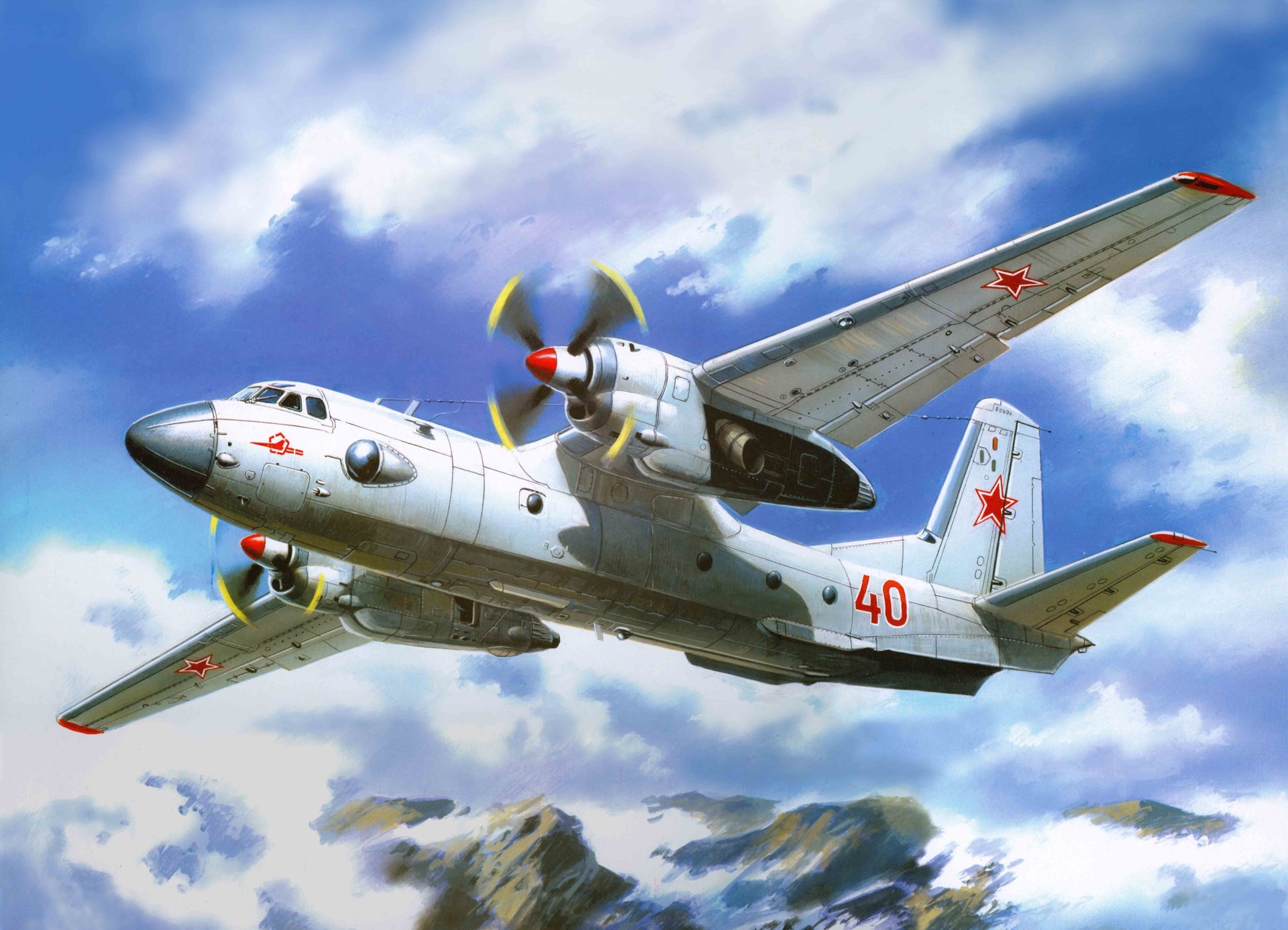 kunst flugzeug an-26 spitzname wirbel sowjetisch militär transport entwickelt in kb antonov ist modifikation original modell an-24 bewaffnet streitkräfte udssr luftwaffe russland