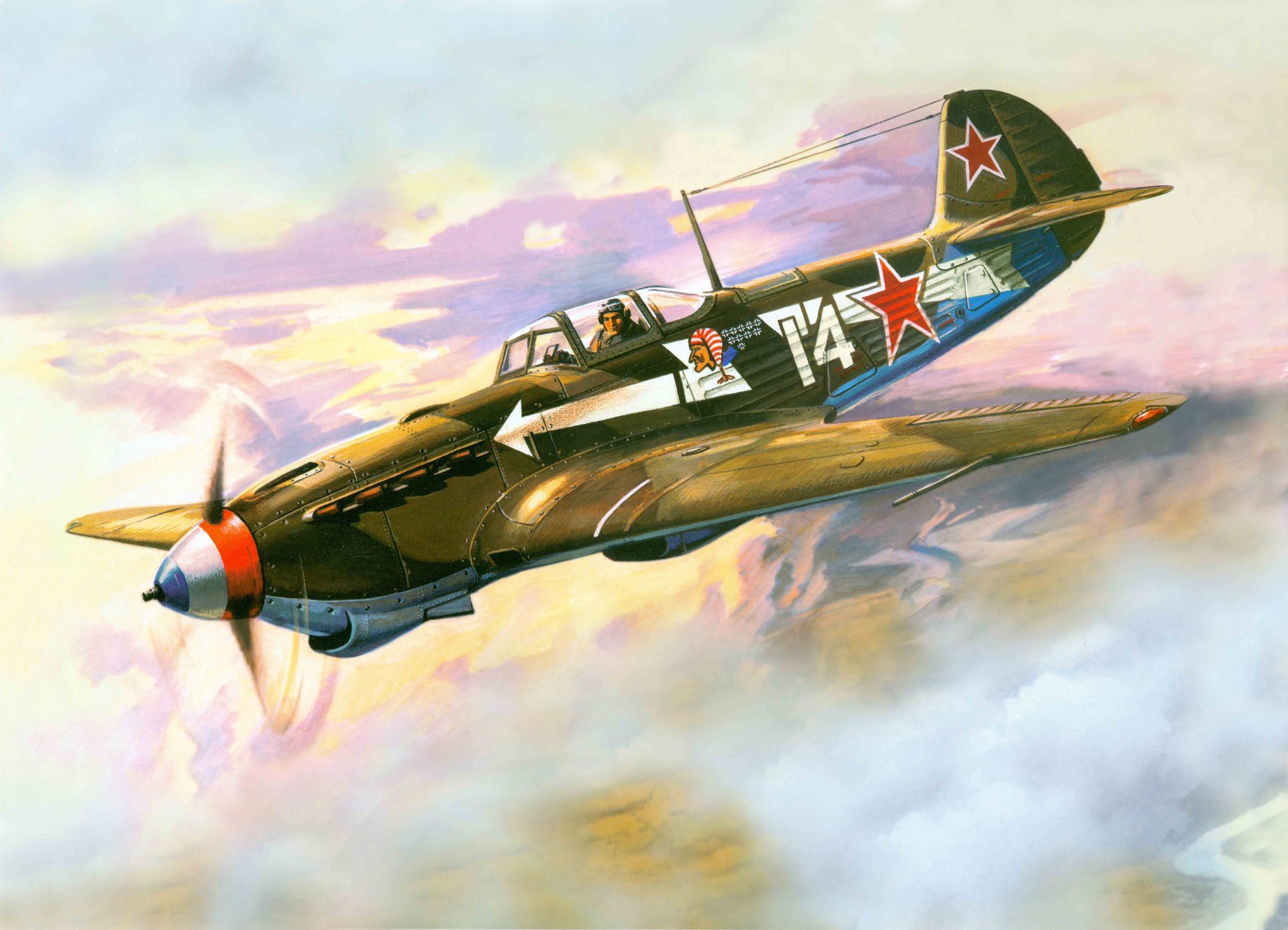 art avion yak-9 soviétique monomoteur chasseur pilote français pilote as marcel lefebvre développeur okb nom yakovlev air force urss seconde guerre mondiale ww2