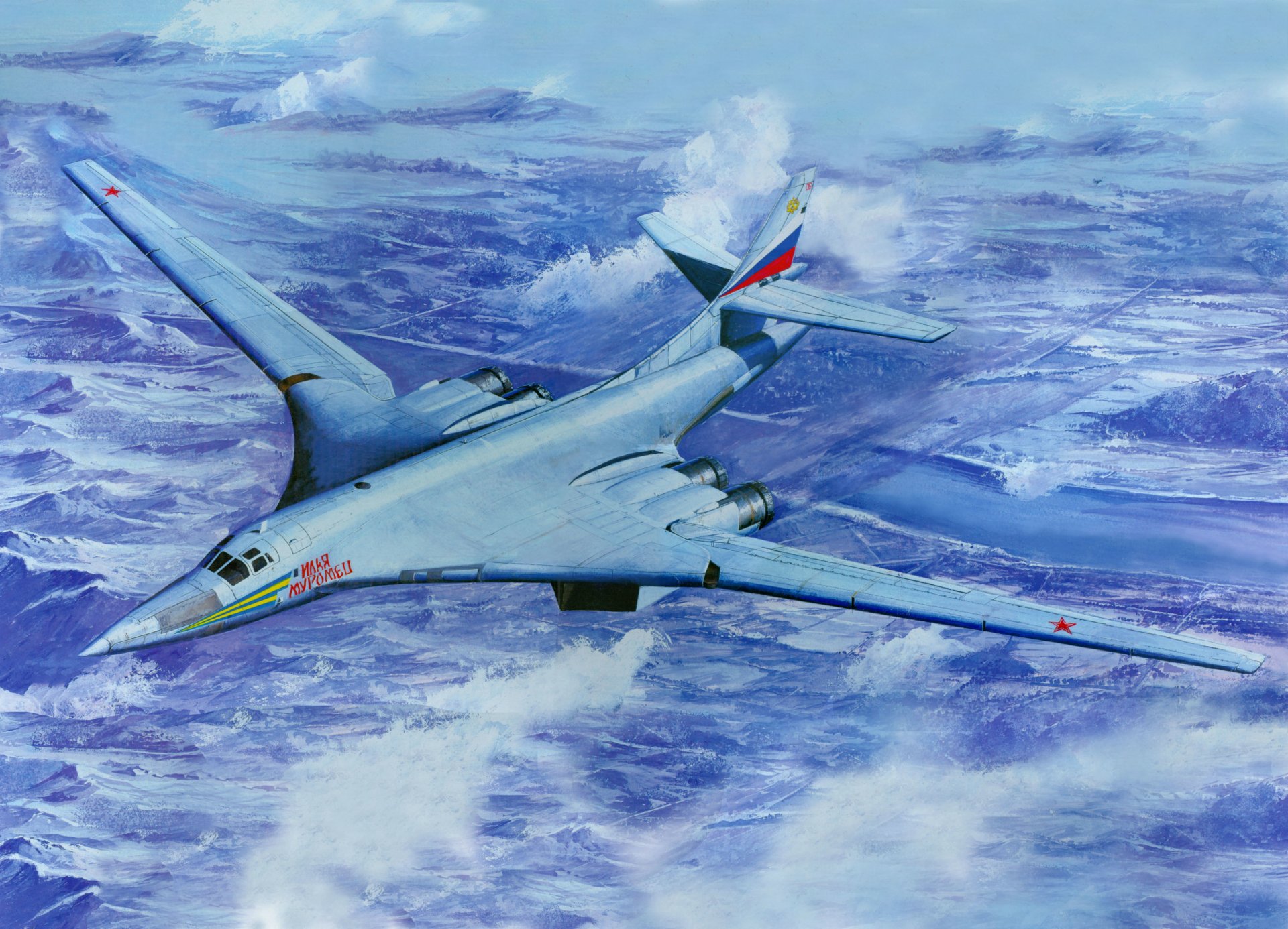 tu-160 soviet strategic bomber-missile plane aviation russian air force art