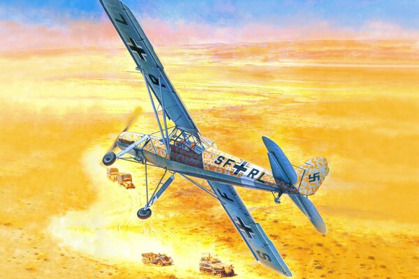 German ww2 aircraft over the African desert