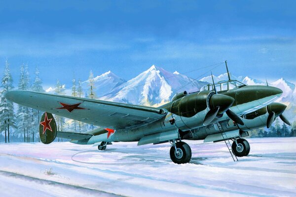 Bombardero en picado soviético, avión PE-2m, apodado peón