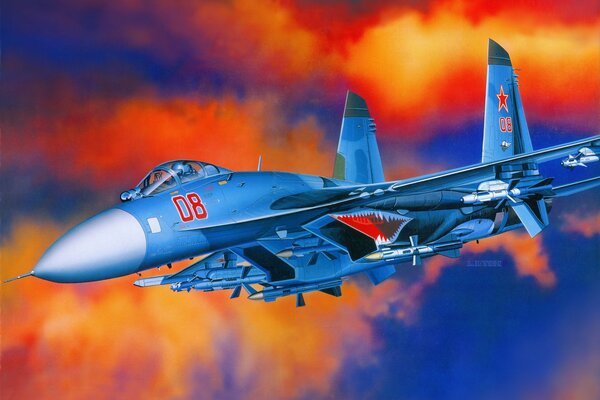 Russisches Kampfflugzeug, russische Luftwaffe, su-27