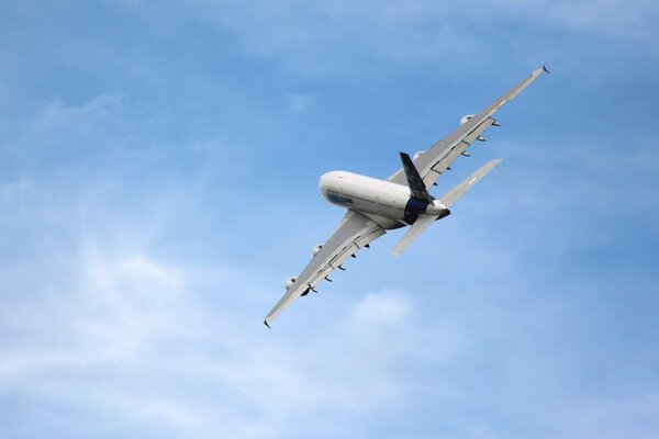 Airbus de pasajeros volando en el cielo