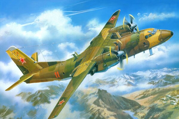 L an-26 soviétique plane à d altitude. Dessiné