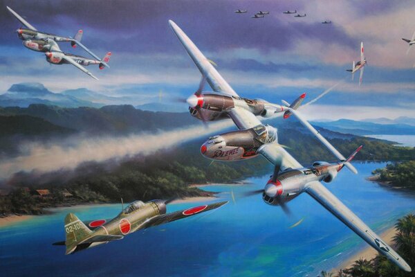 Imágenes únicas de combates aéreos. El legendario Lockheed p - 38