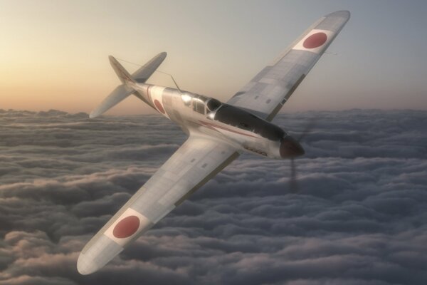 Japanese fighter swallow ki-61 in the sky