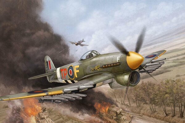 Der britische Hawker Typhoon-Kampfjet. Luftkampf